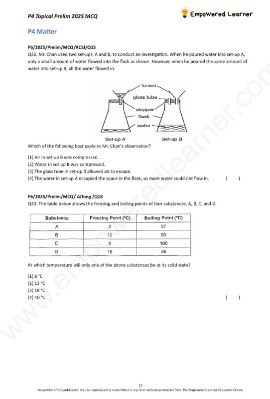 2025 P6 Science Topical Prelims MCQ webslidertopicalprelimp4sample