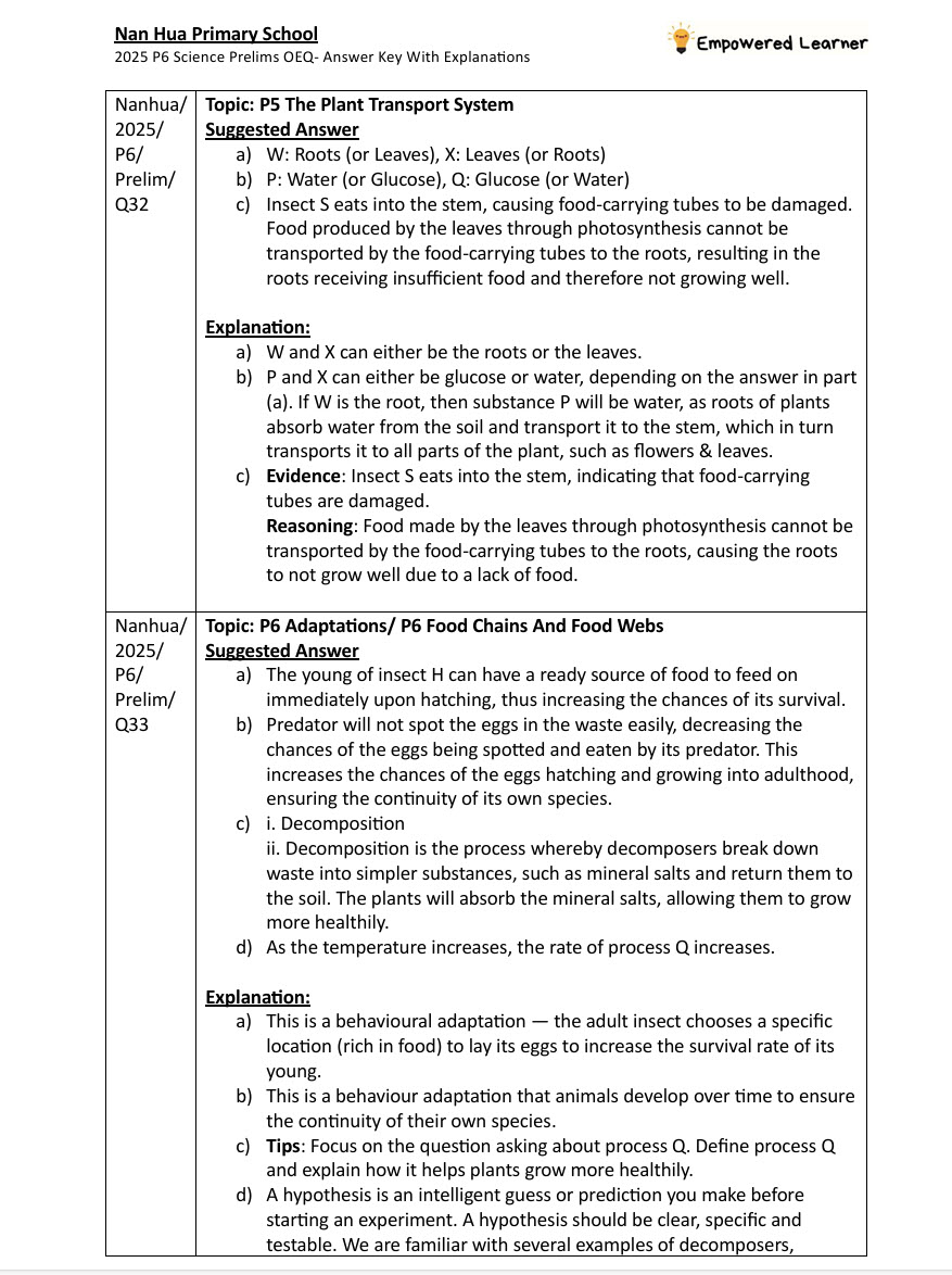 2025 p6 science prelim oeq answer key with explanations 2025 p6 science prelim oeq answer key with explanations