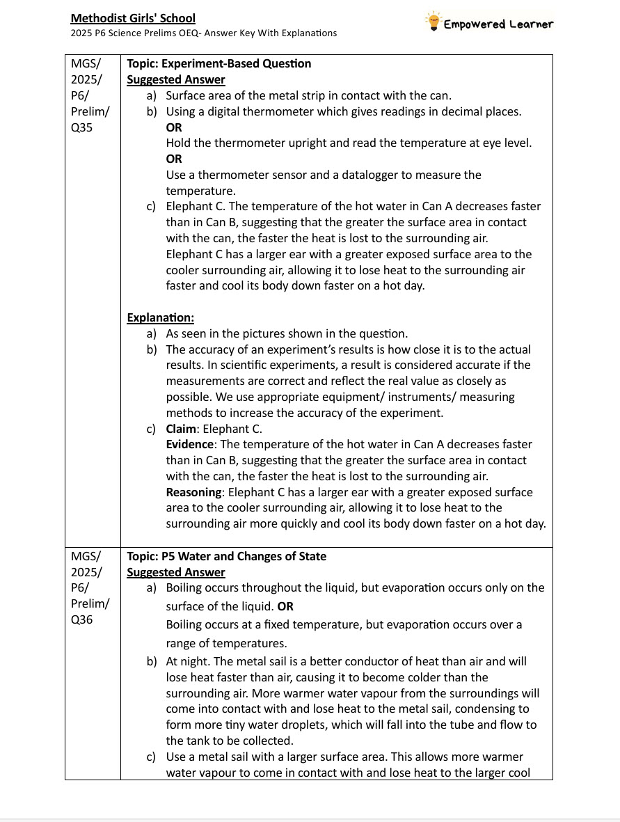 2025 p6 science prelim oeq answer key with explanations 2025 p6 science prelim oeq answer key with explanations